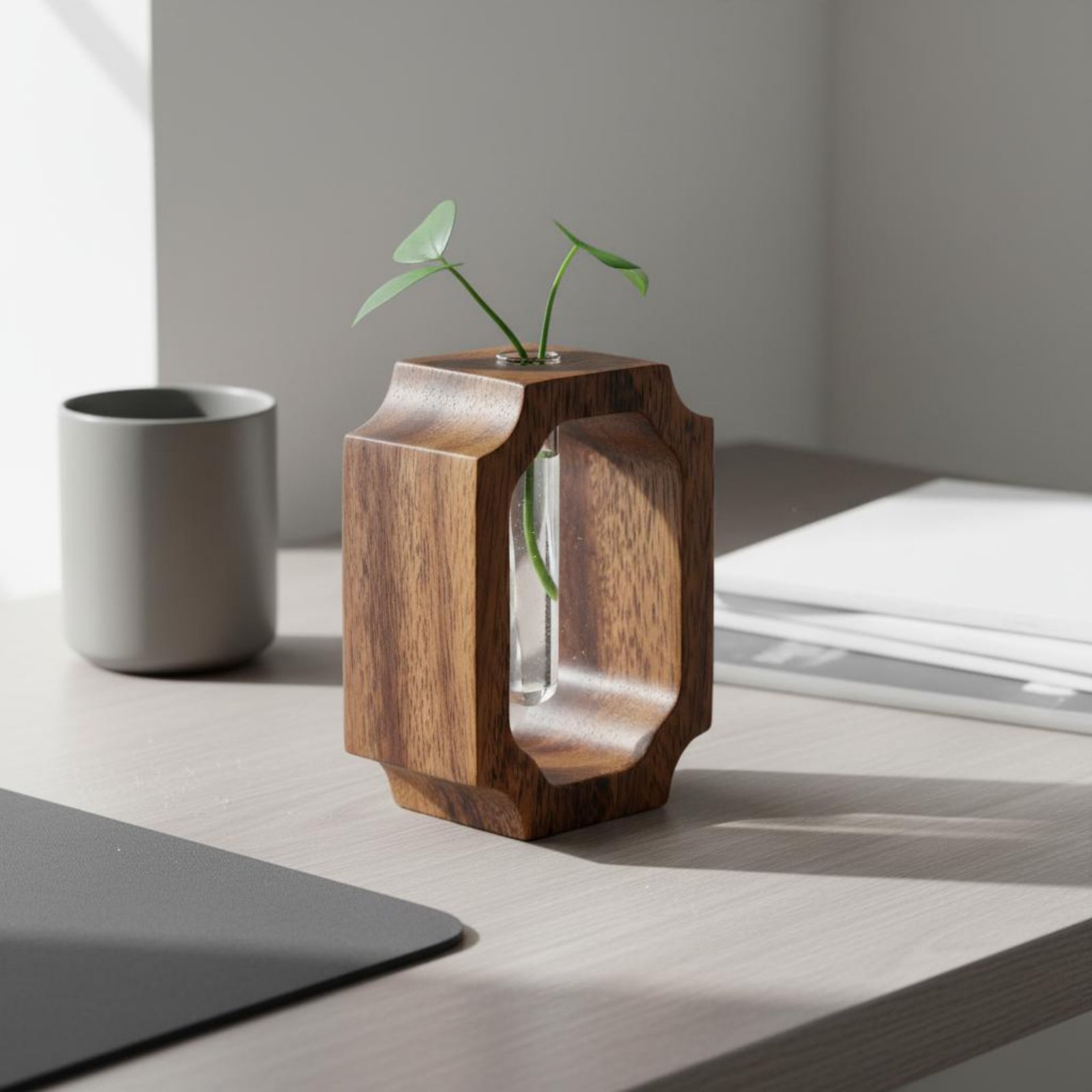 Propagation Station Vase - Ceviz Ağacı Vazo Kolay Temizlenebilir Test